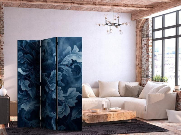 Paravento - Abstract Ornaments - Dark Blue Victorian Leaves