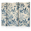 Paravento - Leaves in Blue Colors - Delicate Botanical Motif