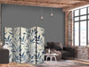 Paravento - Leaves in Blue Colors - Delicate Botanical Motif