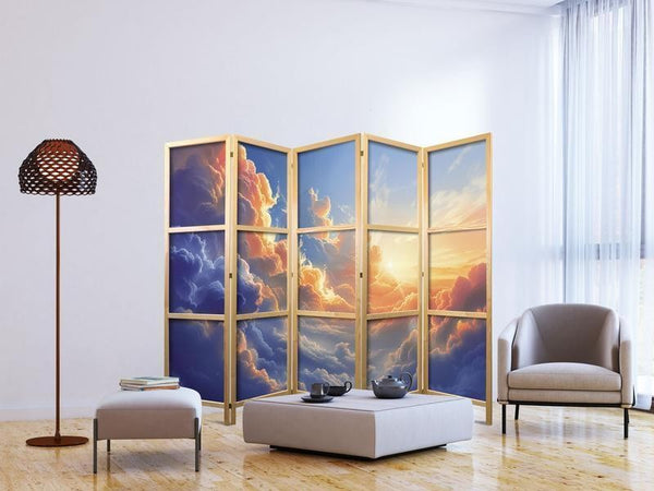 Paravento giapponese - Sunset Over a Cloudy Sea: A Wonderful Symphony of Colors