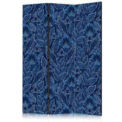 Paravento - Dense Vegetation - Botanical Patterns in Illustrative Style Blue