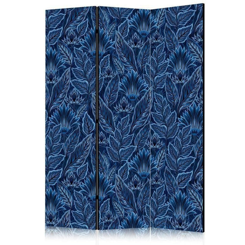 Paravento - Dense Vegetation - Botanical Patterns in Illustrative Style Blue