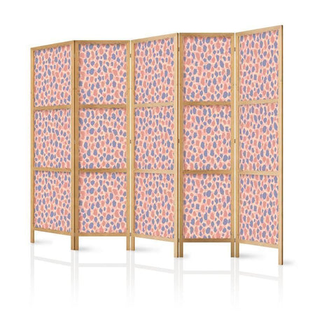 Paravento giapponese - Giraffe Pattern - Colorful Animal Pattern in Blue-Pink Spots