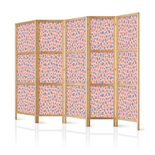 Paravento giapponese - Giraffe Pattern - Colorful Animal Pattern in Blue-Pink Spots