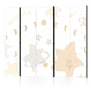 Paravento - Fairy-Tale Galaxy - Moon Phases in Shades of Yellow Among Stars in Beige and Ash Colors with Stardust