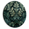 Quadro rotondo - Dark Green Victorian Leaves: Botanical Carved Composition