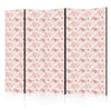 Paravento - Pink Blossoming - Flowers in Warm Colors on a White Background