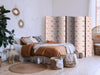 Paravento - Pink Blossoming - Flowers in Warm Colors on a White Background