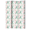 Paravento - Peonies - Pink and White Flowers and Green Leaves on a White Background