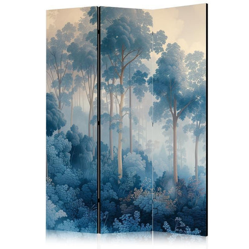 Paravento - Landscape With Trees in Illustration Style Fairy Blue Forest