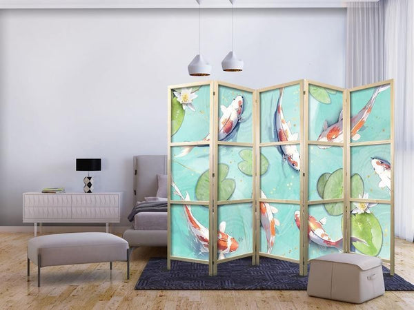 Paravento giapponese Spettacolare Carpa Koi 5 ante