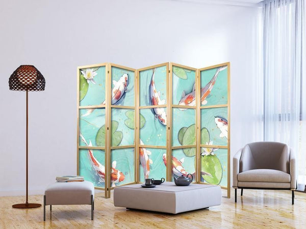 Paravento giapponese Spettacolare Carpa Koi 5 ante