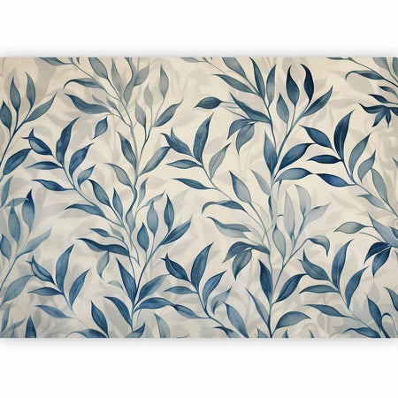 Carta da parati - Leaves in Blue Colors Delicate Botanical Motif