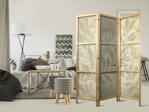 Paravento giapponese - Botanical Motif with Leaves and Vines in Sandy Colors