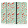 Paravento - Fish And Japanese Pattern - Koi Fish in Orange-Cream Colors on a Green-Mint Background With An Oriental Patt