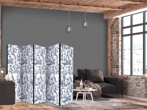 Paravento - Rome and Botany - Blue Pattern with a Greek and Plant Motif