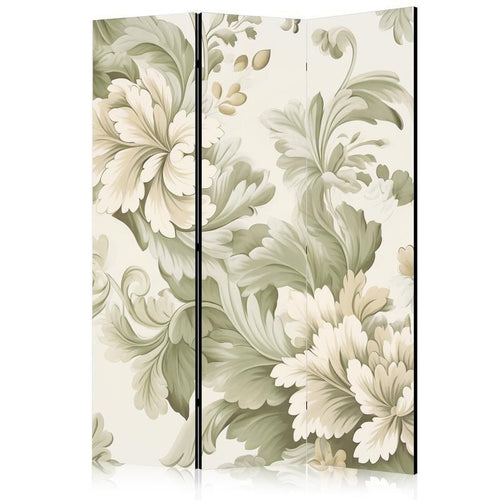 Paravento - Retro Vintage Flowers in Soft Cream and Green Colors