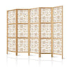 Paravento giapponese - Beige Shades of Nature - Flowers and Butterflies on a White Background - Illustration
