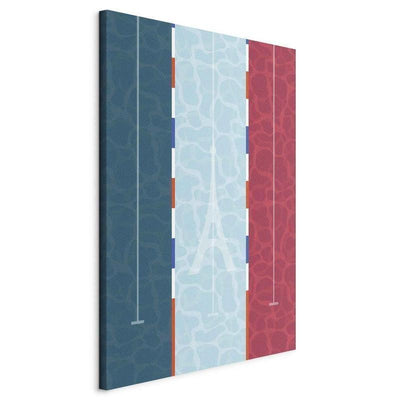 Quadro - Graphic Illustration of a Swimming Pool Against the Backdrop of the French Flag