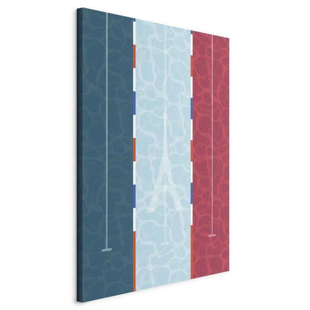Quadro - Graphic Illustration of a Swimming Pool Against the Backdrop of the French Flag