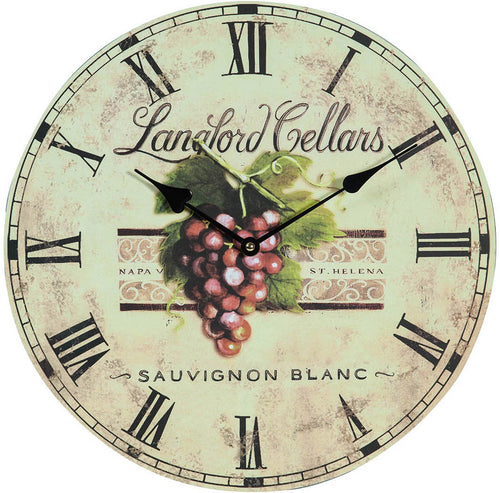 Biscottini Biscottini Orologio Parete Uva Design Rustico Meccanismo Batteria Diametro 34