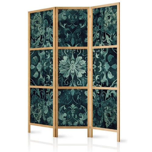 Paravento giapponese - Oriental Pattern Carpet - Emerald Ornaments and Worn Patterns
