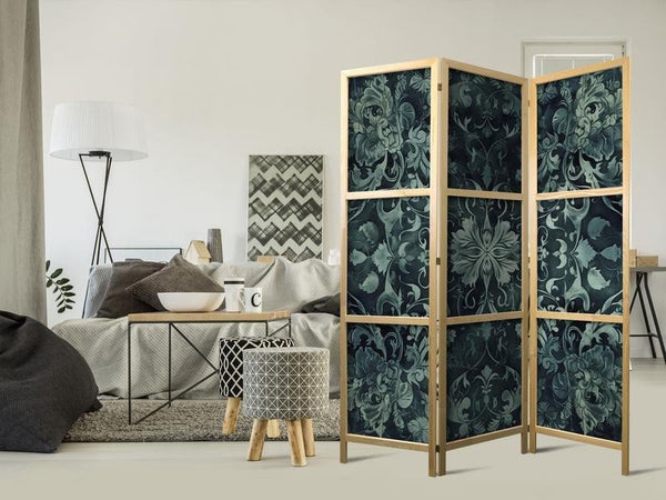 Paravento giapponese - Oriental Pattern Carpet - Emerald Ornaments and Worn Patterns