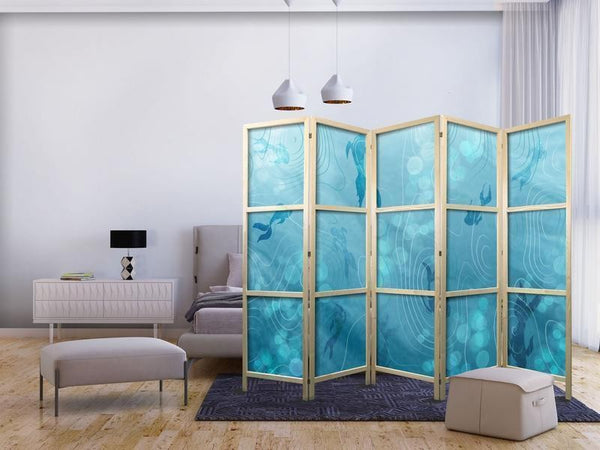 Paravento giapponese Pesci giapponesi nelle profondità dell'oceano 5 ante