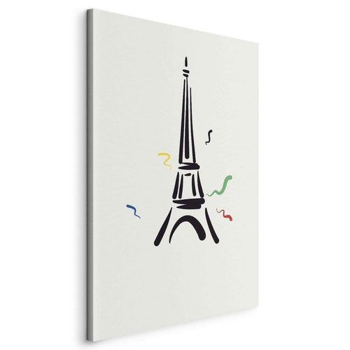 Quadro - Black Graphic Drawing of the Eiffel Tower on a Cream Background