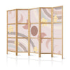 Paravento giapponese - Joyful Sky - Yellow cheerful stars with a rainbow against the moon phases - in the sky colored li