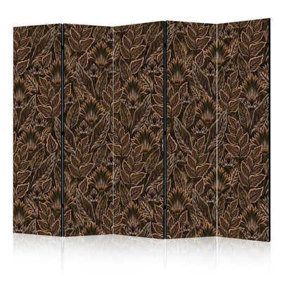 Paravento - Dense Vegetation - Botanical Patterns in Illustrative Style Brown