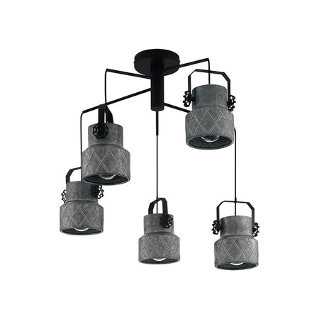 Lampadario Moderno Hilcott 5 Luci Pendenti Acciaio Nero
