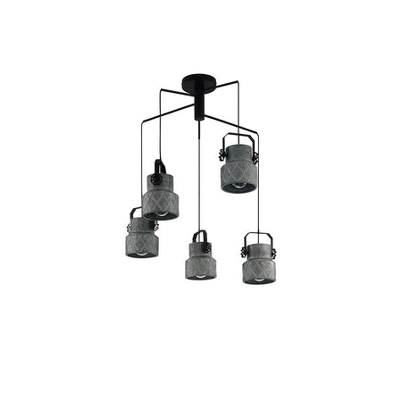 Lampadario Moderno Hilcott 5 Luci Pendenti Acciaio Nero