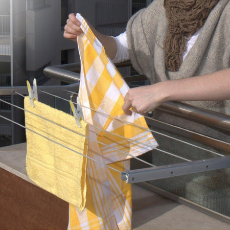 Stendibiancheria fisso da 575mm in acciaio zincato con agganci per ringhiera - vendita a coppia