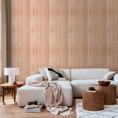 Tappezzeria murale - Light Wood - Vertical panels in a warm beige shade
