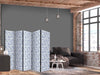 Paravento - Illustration in Vintage Style - Blue Flowers on a White Background