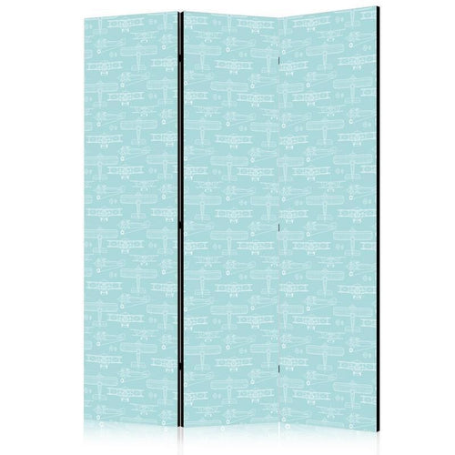 Paravento - Sketch - Outline of an Airplane in White on a Turquoise Background