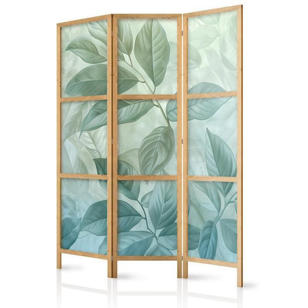 Paravento giapponese - Large Leaves in Green-Mint Shades - Botanical Motif