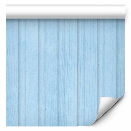 Tappezzeria murale - Blue Panels - Wooden planks in a pastel blue shade