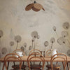 Carta da parati - Minimalist meadow - floral motif in light shades with reflections