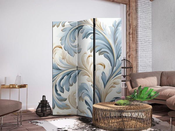 Paravento - Baroque Ornaments in Light Creamy Blue Colors