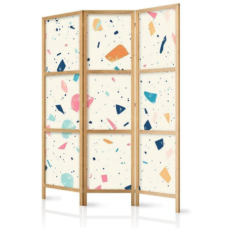 Paravento giapponese - Terrazzo with Multicolored - Large Elements - Cheerful Pattern on a Light Background