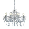 Lampadario Classico Marie Therese Acciaio Cromo Vetro Trasparente 8 Luci E14