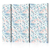 Paravento - Fish in Minimalist Style - Fish in Aztec Style in Pastel Color Tones on a White Background