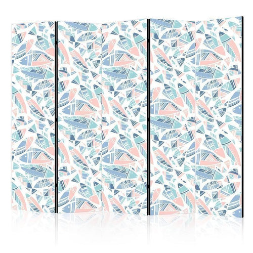 Paravento - Fish in Minimalist Style - Fish in Aztec Style in Pastel Color Tones on a White Background