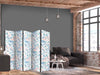 Paravento - Fish in Minimalist Style - Fish in Aztec Style in Pastel Color Tones on a White Background