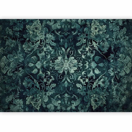 Carta da parati - Oriental Pattern Carpet: Emerald Ornaments and Worn Patterns