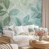 Carta da parati - Large Leaves in Shades of Green-Mint: Botanical Motif