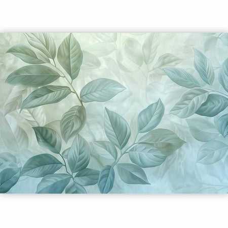 Carta da parati - Large Leaves in Shades of Green-Mint: Botanical Motif