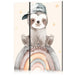 Paravento - Happy Sloth - Sloth in Muted Colors - Wearing a Cap - Sitting on a Rainbow Among the Stars